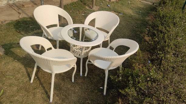 candid home Premium Designer Garden/Balcony/Terrace/Coffee/Poolside Wicker Seating Table & Metal Outdoor Chair