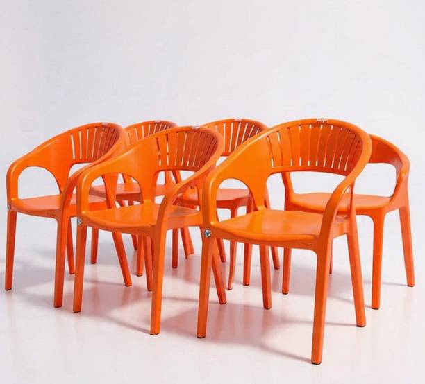 MSR MANGO Stackable Strong & Sturdy Structure Plastic Outdoor Chair Set Of 6 Plastic Outdoor Chair