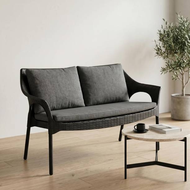 Oaknest Unboxing Furniture Supreme Love Seat Premium Rattan Style Plastic 2 Seater Chair for Garden Balcony Plastic Outdoor Chair