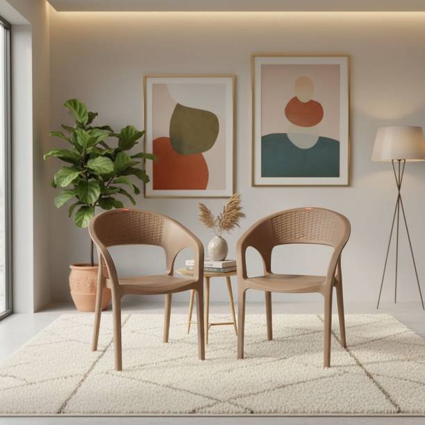 TrendyLivings Conwood Plastic Chair with Armrest | Strong & Durable | Comfortable Seating | Plastic Outdoor Chair