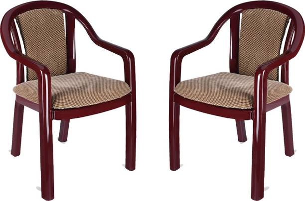 Supreme Ornate Plastic Chair With Cushioned Seat & Backrest|Sturdy Armchair For Balcony| Plastic Outdoor Chair