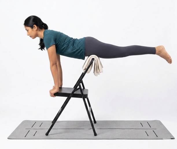 KAWACHI Iyengar Chair With Flat Seat Heavy Duty Metal Chair for Yoga Practice Cafeteria Metal Outdoor Chair