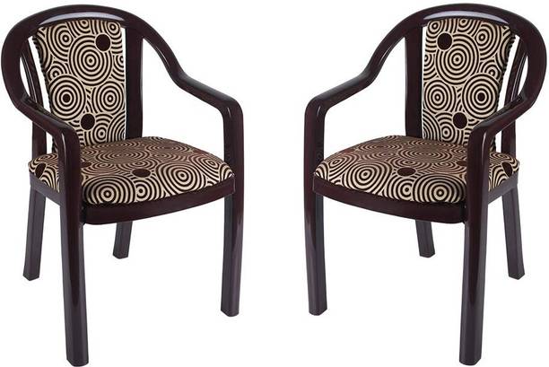 Supreme Ornate Plastic Chair With Cushioned Seat & Backrest|Sturdy Armchair For Balcony| Plastic Outdoor Chair