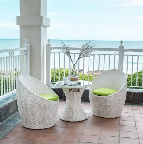 Jiomee Furniture Outdoor-Indoor Rattan Wicker Patio Apple Chair & Glass Top Table Set Metal Outdoor Chair