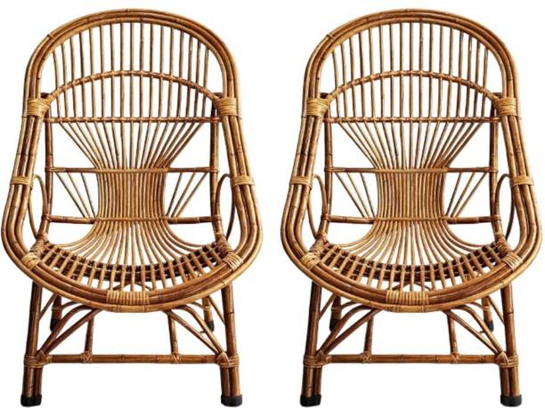 Naturify Set of 2 Rattan Cane Chairs | Handmade Wicker Armchairs Bamboo Outdoor Chair
