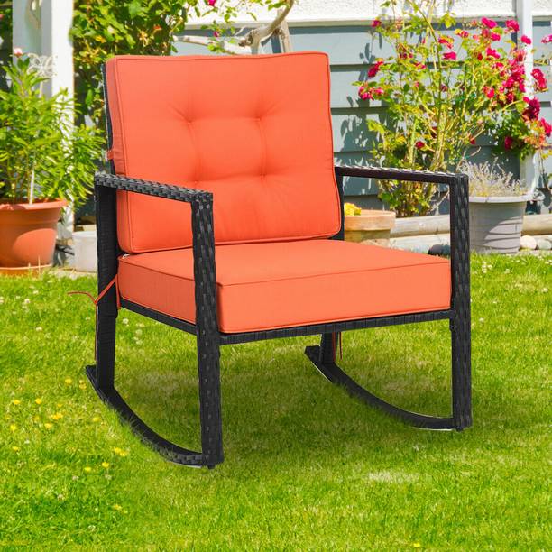Jiomee Furniture Outdoor-Indoor Rattan Wicker Patio Rocking Chair Metal Outdoor Chair