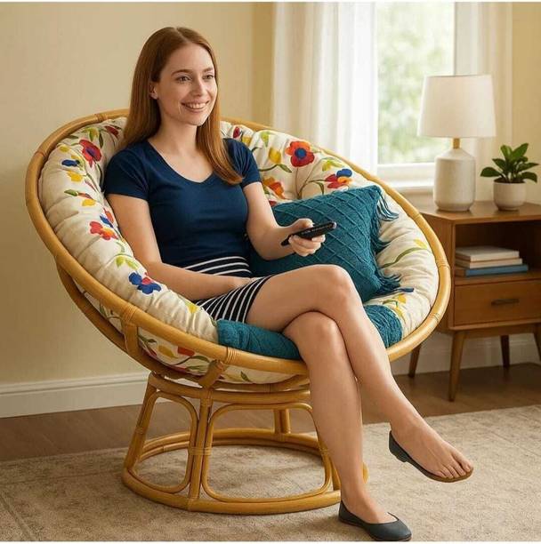 QUEES Lawn,Room ,Indoor decor chair with Cushion Cane Outdoor Chair (Brown) Cane Outdoor Chair