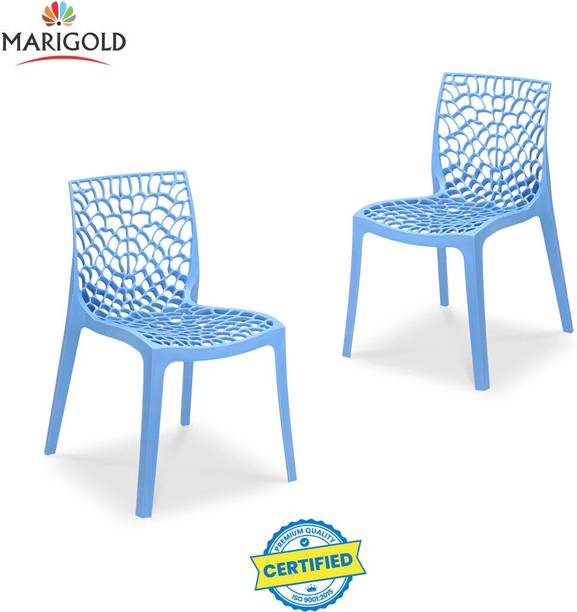 Marigold Wave Stylish Heavy Duty | Stackable | Armless | for Garden and cafeteria Plastic Cafeteria Chair