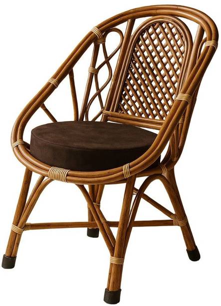 Treehouse Wooden Cane Chair for Lawn Indoor Outdoor with Cushion Cane Cafeteria Chair Cane Outdoor Chair