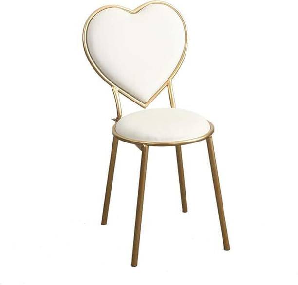 GEMEnterprises Craft Heart Shape Love Shape Back Velvet Chair Make Up Bedroom Furniture (White) Metal Cafeteria Chair
