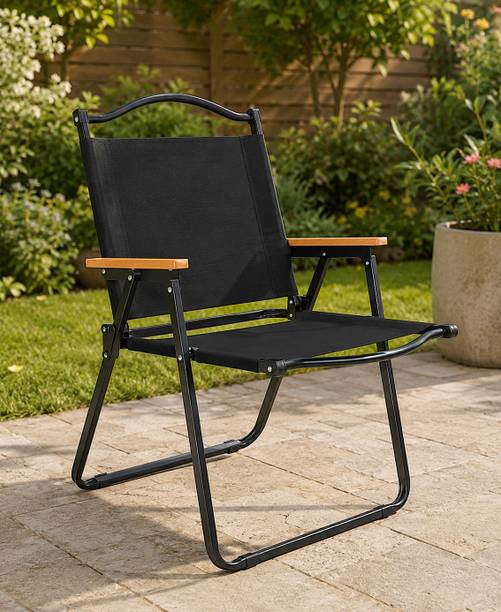 patchio Carbon Steel Foldable Chair Outdoor Portable Armchair with Wooden Handle Solid Wood Outdoor Chair