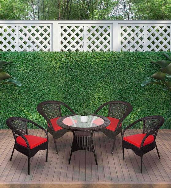 candid home Premium Designer Garden/Balcony/Terrace/Coffee/Poolside Wicker Seating Table & Metal Outdoor Chair