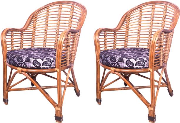 EVRA Living with Natural Cane Rattan Chair for Living Room, Balcony Natural Antique Cane Outdoor Chair