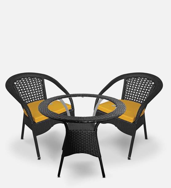 candid home Premium Designer Garden/Balcony/Terrace/Coffee/Poolside Wicker Seating Table & Metal Outdoor Chair