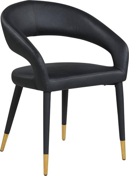 HomeJoy Modern Grey Dining Chair | Quilted Accent Chair with Black & Gold Legs Metal Outdoor Chair
