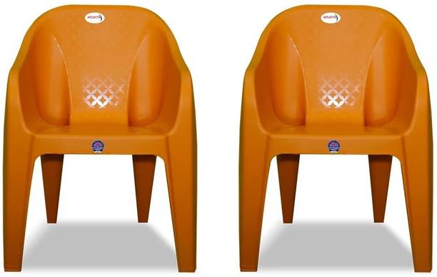 ARLAVYA Sofa Chair for Office,Home,Garden, Set of 2, Color-Orange Plastic Outdoor Chair