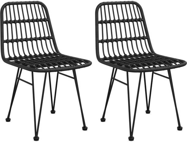 IRA Dining Woven Wicker Rattan & Patio Furniture for Decks Outdoor Chair Black 2pcs Synthetic Fiber Outdoor Chair