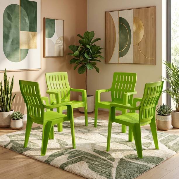 TrendyLivings Kelvin Plastic Arm Chair for Home Garden, Balcony & Office Plastic Outdoor Chair