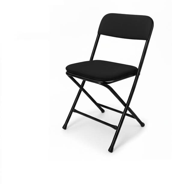 TOBY Black Metal Folding Chair – Heavy-Duty Steel Frame with Padded Seat & Backrest Metal Cafeteria Chair
