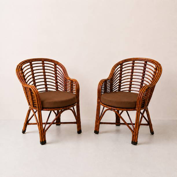 AVIKA Bamboo Cane Chair Set of 2 | Indoor Outdoor | Balcony Lawn Garden Furniture Cane Outdoor Chair