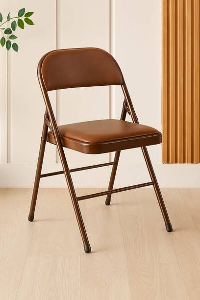 Cauvery enterprises special Foldable Metal Chair with Leather Cushioned Seat & Back for Study, Office,Dining Metal Outdoor Chair