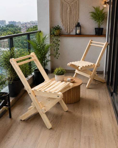 Talha Art Craft Wooden Folding chair set of 2 Solid Wood Cafeteria Chair