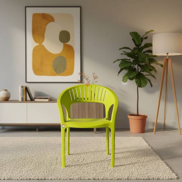 TrendyLivings Carnival Plastic Chair with Armrest | Strong & Durable | Comfortable Seating | Plastic Outdoor Chair