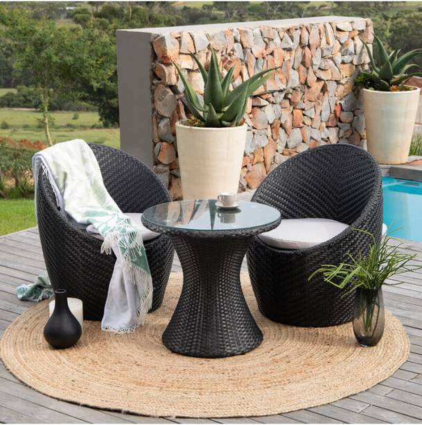 KLODOR Premium Designer Garden/Balcony/Terrace/Poolside Patio Seating Chair & Table Set Glass Outdoor Chair