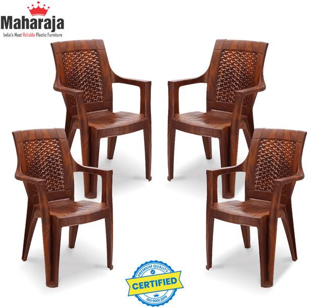 MAHARAJA Star for Home, Office | Comfortable | Arm Rest | Bearing Capacity up to 200 Kg Plastic Outdoor Chair
