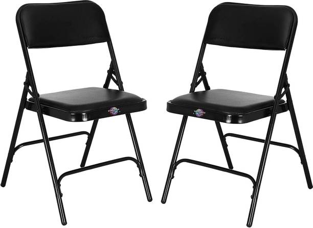 streetup india Folding Chair With Cushion Seat Rexine Cover Metal Cafeteria Chair