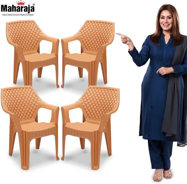 MAHARAJA Alpha Premium Comfort Chair – 200Kg Load Capacity | Armrest | Home & Office Use Plastic Outdoor Chair