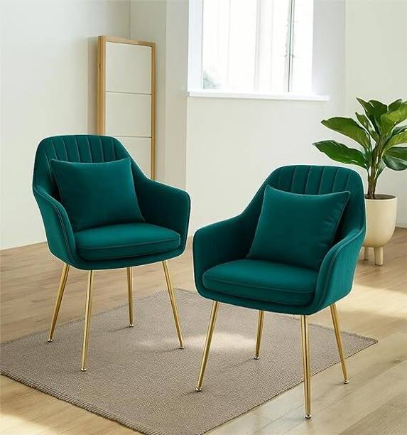 Toxigo Velvet Dining Chairs With Cusion Set of 2 Fabric Dining Chair