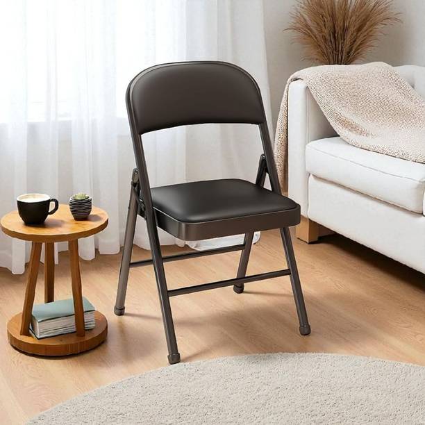 ANAMIKA Anamika Black Metal Folding Chair with Super Soft Cushion Seat Metal Outdoor Chair