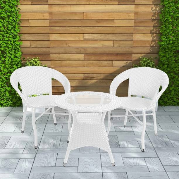 ZENTOX D08 Garden Patio Seating Chair and Table Set with Glass Metal Outdoor Chair