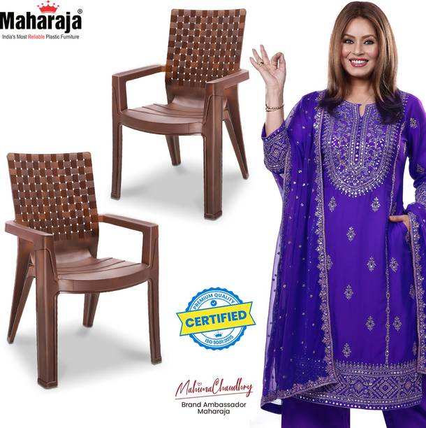 MAHARAJA Matrix for Home, Office | Comfortable | Arm Rest | Bearing Capacity up to 200Kg Plastic Outdoor Chair