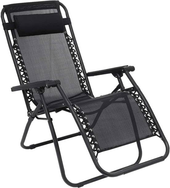 AshandRoh Black Foldable Recliner Chair For Resting Young And Old People Fabric Outdoor Chair