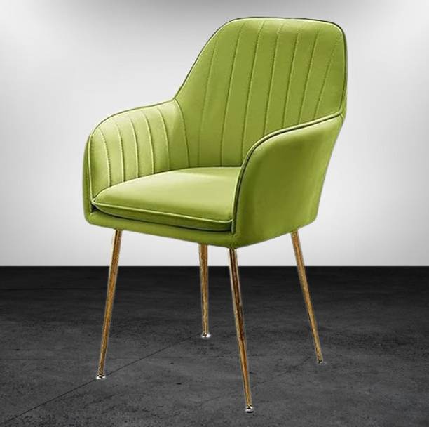 DEXON Velvet Dining Chairs, Cushion Chair for outdoor chair, pack of 1- parrot green Solid Wood Outdoor Chair