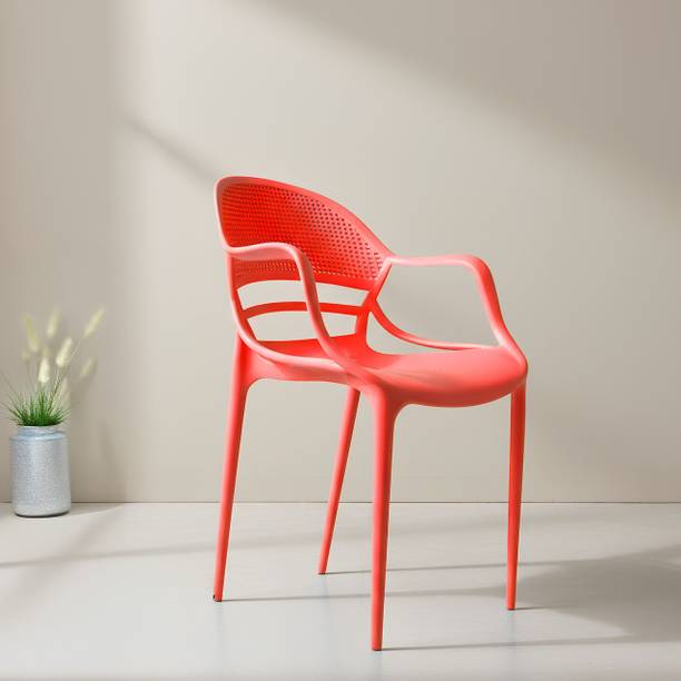 Diya Sunset Web Plastic Chair with Handle for Dining Room, Cafe and Restaurents Plastic Outdoor Chair