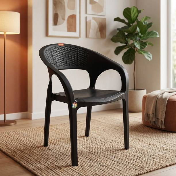 TrendyLivings Conwood Plastic Chair with Armrest | Strong & Durable | Comfortable Seating | Plastic Outdoor Chair