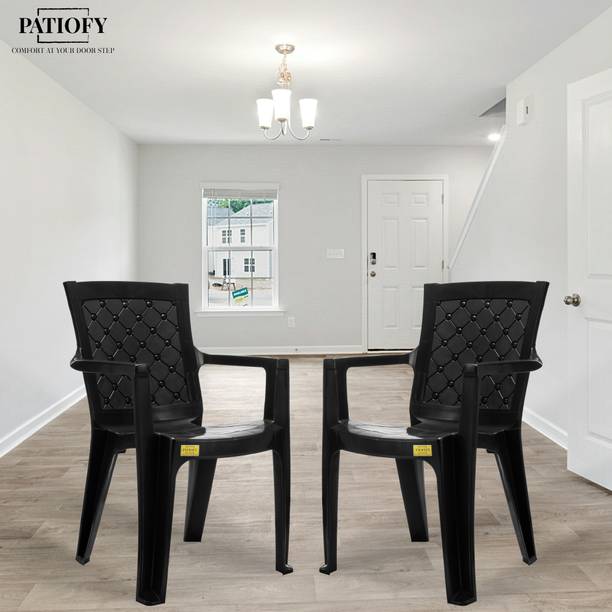 Patiofy Plastic Chair, Arm Chair for Home, Living Room Chair, Outdoor Chair Set of 2 Plastic Outdoor Chair