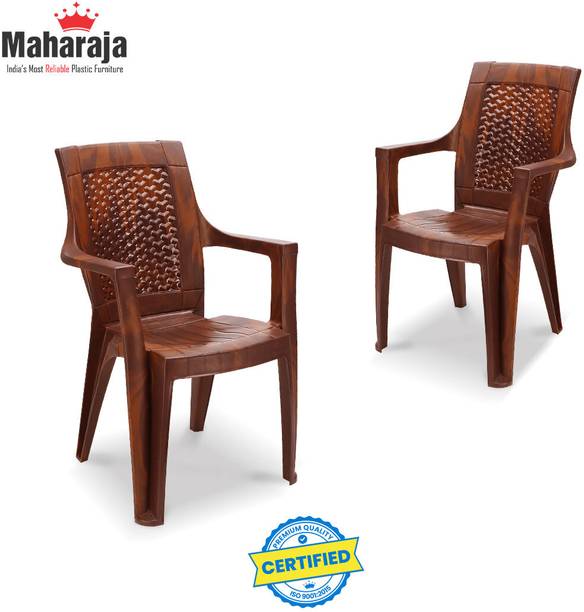 MAHARAJA Star for Home, Office | Comfortable | Arm Rest | Bearing Capacity up to 200 Kg Plastic Outdoor Chair