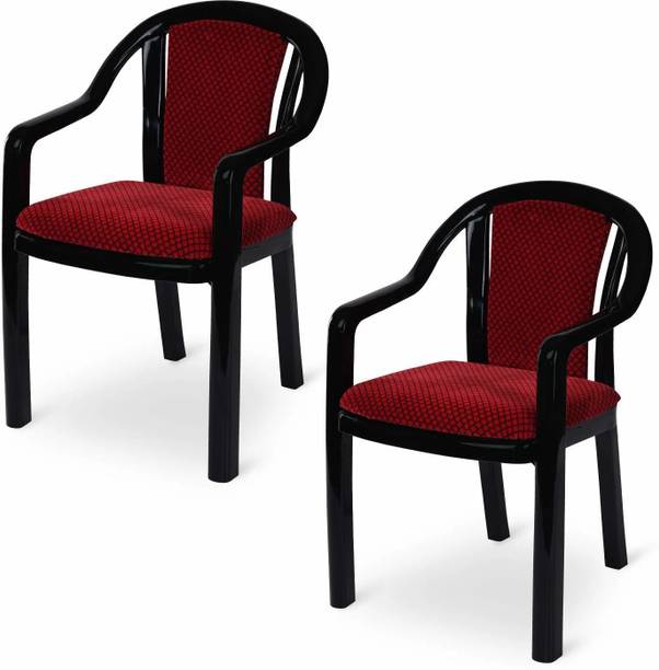 Supreme Ornate Plastic Chair With Cushioned Seat & Backrest|Sturdy Armchair For Balcony| Plastic Outdoor Chair