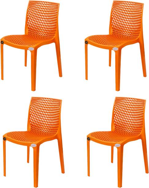 Petals Web Stylish Heavy Duty | Stackable | Armless | for Garden and cafeteria Plastic Outdoor Chair