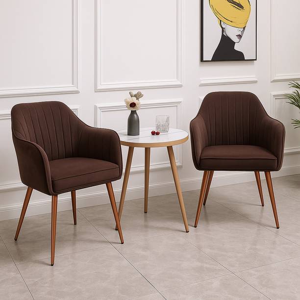 BHAGYA Dining Chair Set With White Table for Living Room Bedroom Restaurant Fabric Outdoor Chair