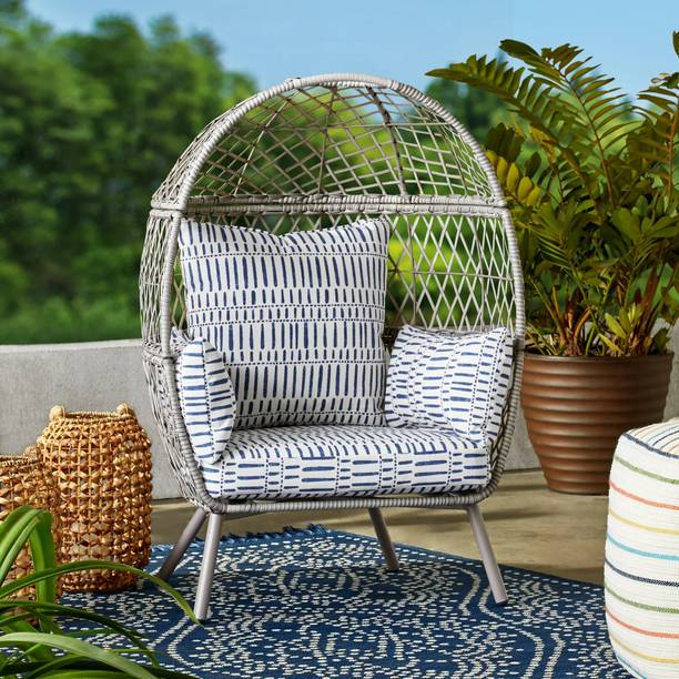Jiomee Furniture Premium Outdoor-Indoor Rattan Wicker Egg Chair Swing Metal Outdoor Chair