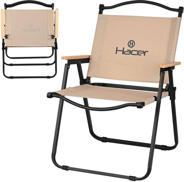 Hacer Carbon Steel Foldable Chair Outdoor Portable Armchair with Wooden Handle Solid Wood Outdoor Chair