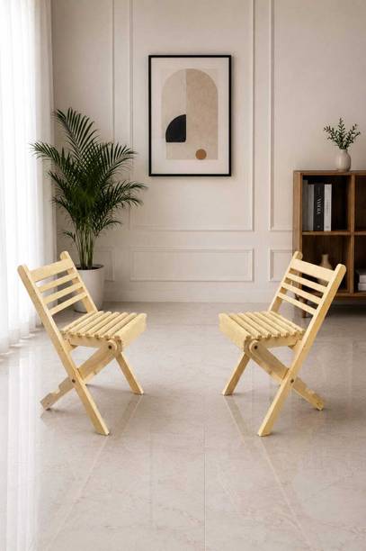 Talha Art Craft Amazing Wooden Foldable Balcony Chair Set of 2 with comfort and Durability Engineered Wood Cafeteria Chair