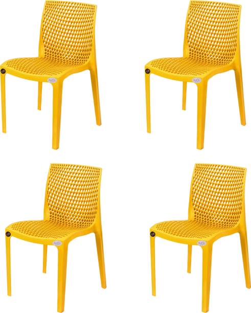 Petals Web Stylish Heavy Duty | Stackable | Armless | for Garden and cafeteria Plastic Outdoor Chair