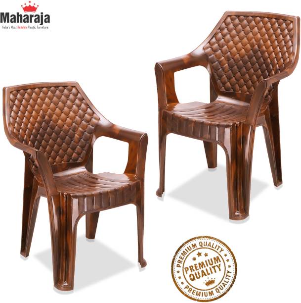 MAHARAJA Alpha for Home, Office | Comfortable | Arm Rest | Bearing Capacity up to 200Kg Plastic Outdoor Chair