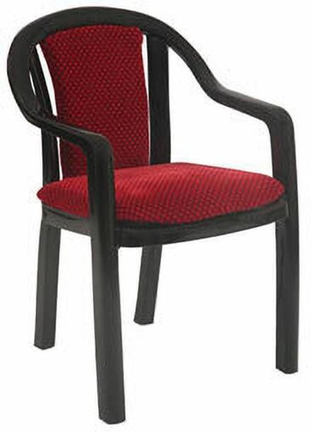Supreme Ornate Plastic Chair With Cushioned Seat & Backrest|Sturdy Armchair For Balcony| Plastic Outdoor Chair